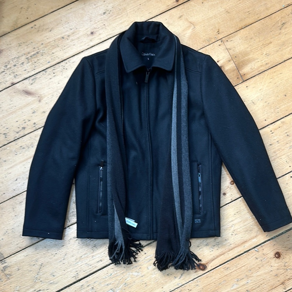 Calvin Klein Black Jacket with Scarf